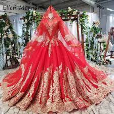 Red bridesmaid dresses red is a color of passion, romance, and love. Red Vintage High Neck Muslim Wedding Dresses 2020 Lace Elegant Long Sleeves Real Photos Puffy Fringe Ball Gowns For Bridal Wedding Dresses Aliexpress