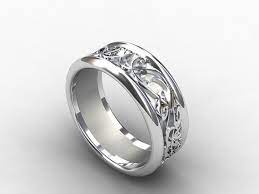 Mens Wide Filigree Ring Made From White Gold By Torkkelijewellery 2450 00 Mens Wedding Rings Unique Mens Wedding Bands White Gold Mens Wedding Rings
