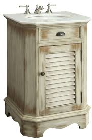 Antique style vanity set includes single sink vanity and mirror in distressed finish. 24 Inch Bathroom Vanity Cottage Beach Style Distressed Beige Color 24 Wx21 Dx35 H Ccf47523ac