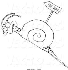 Stop traffic sign coloring page; Vector Of A Cartoon Tired Snail Going Uphill Near A One Way Sign Coloring Page Outline By Toonaday 14022
