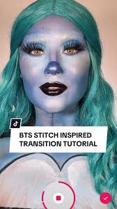 BTS Stitch Inspired Transition!💙✨ #stitch #liloystich #liloandstich  #stitchmakeup #makeuptutorial #transitiontutorial #halloweeninspo  #stitchcosplay #glam #bts #behindthescenes #foryou #fyp