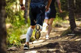 Male Marathon Runner Running Woods On Feet Compression Socks Marathon Runners Sport Watches Marathon