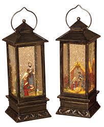 Set Of 2 Lantern Christmas Nativity Spinning Water Snow Globe Battery Operated Walmart Com Walmart Com