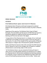 Single news ukerewe district council : Press Release Fnb Mwanza Branch Tanzania Banks
