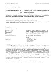 Clemente josé montes barroilhet is a chilean professional footballer who plays as a forward for the chilean club universidad chilean footballer. Pdf Association Between Oral Hsv 1 And Survival In Allogeneic Hematopoietic Stem Cell Transplanted Patients