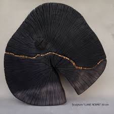 Lune Noire Burnt Wood Stones Molten Glass Coppery Golden Anneaux Burnt Greyed Wood Golden Coppery Moon Stones White Sculpture Art En Bois Creations