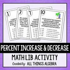 Percent Increase And Decrease Discount Mark Up And Tax Math Libmath Lib Activities Are A Class Simple Interest Math Probability Math Compound Interest Math