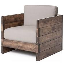 Watson Modern Rustic Lodge Chunky Wood Oak Square Arm Chair Wooden Pallet Furniture Rustic Armchair Wooden Accent Chair