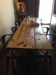 Repurpose pipes from old scaffolding to make a metal table frame, use the old. Homemade Dining Table Homemade Furniture Dining Table House Design