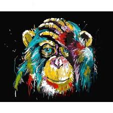 In Der Bestellung Enthalten Eine Hochwertige Leinwand 40cm X 50cm Die Bereits Mit Den Zahlen Bedruckt Affe Malen Acrylmalerei Abstrakt Acrylmalerei Leinwand