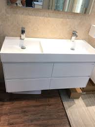 Bathroom vanity sinks one of the first things to consider when shopping for a vanity is the number of sinks. 1200mm Wall Mounted Solid Surface Stone Double Sinks Soild Wood Bathroom Vanity Cloakroom Cabinet Oka Furniture 2090 Solid Surface Basin Stone Basinwall Mounted Basin Aliexpress