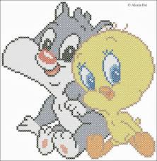 Tweety Bird Cross Stitch Pattern Baby Sylvester And Baby Tweety Bird Breien Voor Baby S Tweety Borduren