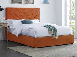 Double beds offer a great solution to many households looking for great storage and style options, while not taking up too much floor space. Lpd Islington 4ft6 Double Orange Upholstered Fabric Bed Frame
