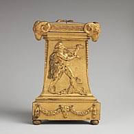 A pedestal is the base on which something such as a statue stands. Pedestal Wikipedia