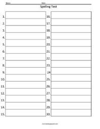 This spelling test template was created to be used with a 15 word list. Spelling Test To 30 Teaching Squared