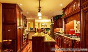 You just need a flat surface and that is pretty much it. Coffee Cherry Pre Assembled Kitchen Cabinets