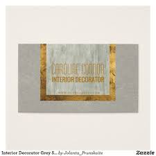 Interior Decorator Grey Stone Golden Border Card Interior Decorator Business Cards Interior Decorating Business Cards