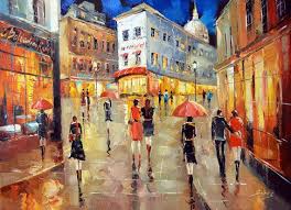Paris Street Evening Original Contemporary Oil Painting On Canvas By Dmitry Spiros Size Street Painting Contemporary Oil Paintings Oil Painting On Canvas