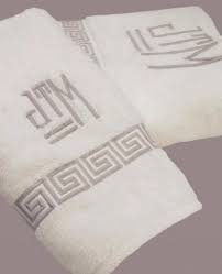 Browse the selection of monogrammed towels and other gifts to find plenty of options. Greek Key Embroidered Bath Towels With Custom Monogram Monogrammed Bath Towels Embroidered Bath Towels Embroidered Towels
