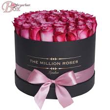 Wholesale Paper Luxury Round Hat Box For Flowers Purple Roses Million Roses Roses Luxury