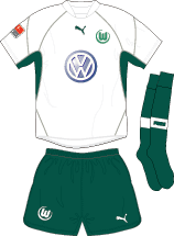 Home, away & 3rd kits. Vfl Wolfsburg