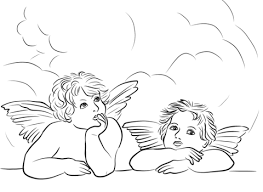 Angels From The Sistine Madonna By Raphael Coloring Page In 2020 Angel Drawing Angel Coloring Pages Sistine Madonna