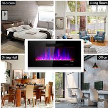 Whether it is a wall mounted electric fireplace, a portable fireplace or freestanding fireplace, the two major components are a screen and mechanism for producing flame effects and the heater box which provides warmth. Goflame 50 Recessed Electric Fireplace In Wall Wall Mounted Electric Heater