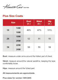 Kenneth Cole New York Coats Plus Size Chart In 2019 Plus
