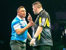 Gerwyn price, the welsh darts player during his match against daryl gurney , the northern irish darts player. Premier League Darts Daryl Gurney And Gerwyn Price Come Close To Blows On Stage After Acting Like Kids The Independent The Independent