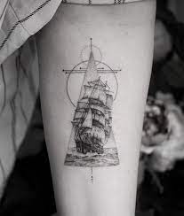 Small Gray Ship Tattoo Inkstylemag Ship Tattoo Sleeve Tattoos Pattern Tattoo