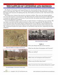 The Battles Of Lexington And Concord Worksheet Education Com Social Studies Concord Lexington