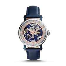 Le boitier conçu également en acier poli de couleur rose doré est encerclé par 45 pierres brillantes, ce qui en. Montre Femme Fossil Original Boyfriend Cuir Bleu Me3136 Pour Femme