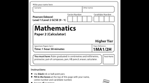 Maths Genie Gcse Exam Paper Edexcel Specimen 2 Paper 2h