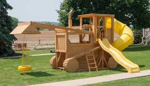 Amish Made Bulldozer Playground Set Backyard Playground Wooden Playground Playground Set