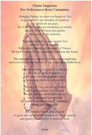 Oratio Imperata Deliverance Calamity Prayer For Peace