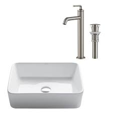 Maybe you would like to learn more about one of these? Elavo Modern Rectangular Vessel White Porcelain Ceramic Bathroom Sink 19 Inch And Ramus Single Handle Vessel Bathroom Sink Faucet With Pop Up Drain In Spot Free Stainless Steel