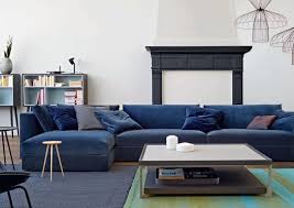 Living Room With Navy Blue Velvet Modern Sectional Restoration Hardware Inspired More Colors Available Couch Upholstery Furniture Sofa Upholstery