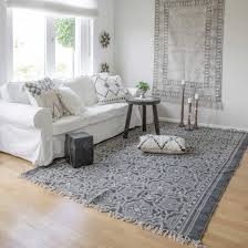 Schöne teppiche aus 100% reiner baumwolle. Stempeldruck Teppich Mit Blumenmuster Aus Baumwolle Bohemian Stil