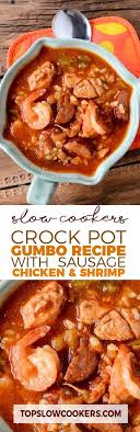 Crockpot Gumbo Recipe With Sausage Chicken And Shrimp Gumbo Chicken Slowcooker Crockpot Shrimp Gumbo Recipe Crockpot Gumbo Recipe Gumbo Crockpot