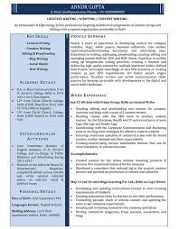 Content Writer Resume Samples Sample Resume For Content Writer Naukri Com