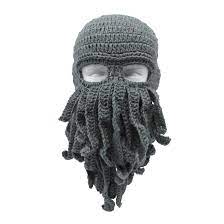 Stylish knit ski mask in octopus shape with tentacles suitable for season: Black Grey Blue 3 Pack Unisex Barbarian Knit Beanie Octopus Mimbarschool Com Ng