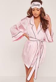 Black And White Striped Silk Pajamas Missguided Pink Dreamy Striped Silk Robe Satin Dressing Gown Fashion Sleepwear Women