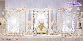 White wedding backdrop curtain 9.8ft by 10ft chiffon fabric drape for wedding party arch stage decoration. Stunning White Theme Wedding Stage Decoration Mandap Exporters