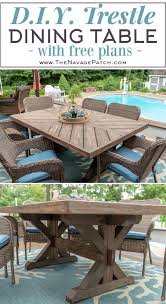 Diy Farmhouse Table Trestle Table The Navage Patch Diy Outdoor Table Outdoor Dining Table Diy Outdoor Farmhouse Table
