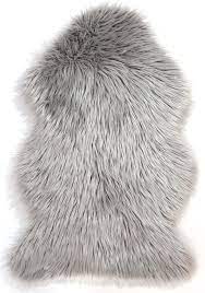 The resource to the url or file is currently unavailable.; Faux Fur Sheepskin Rug By Flair Rugs Colour Grey Rugs Uk