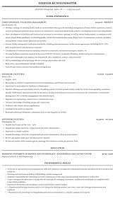 engineer facilities resume sample