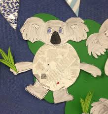 Koala Lou Mem Fox Newspaper Collage Craft Activity Koala Craft Mem Fox Books 2nd Grade Activities