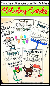 Holiday Cards Christmas Cards Hanukkah Cards Cards For Soldiers Hanukkah Cards Kindergarten Writing Christmas Kindergarten