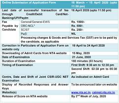 Csir net admit card june 2020: Csir Ugc Net 2020 Last Date Extended Till 15 June Apply Online