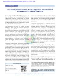 Pdf Community Empowerment Holistic Approach For Sustainable Improvements In Population Health